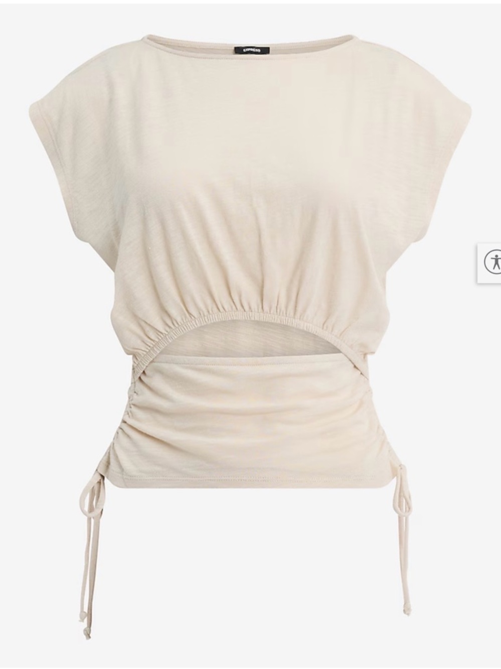Boat Neck Cap Sleeve Front Cutout Tie Side Tee - Picture 4 of 4